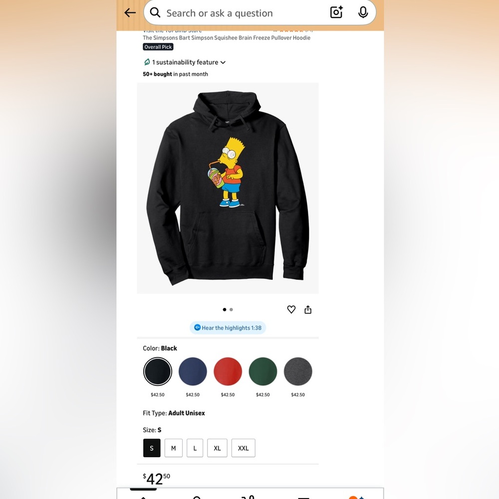 TAN Bart Simpson Hoodie